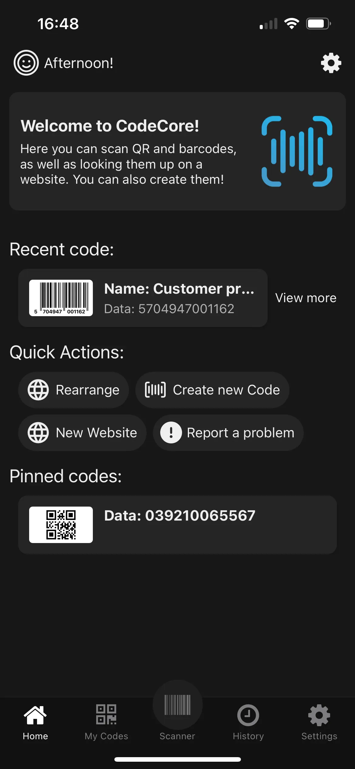 Screenshot of application