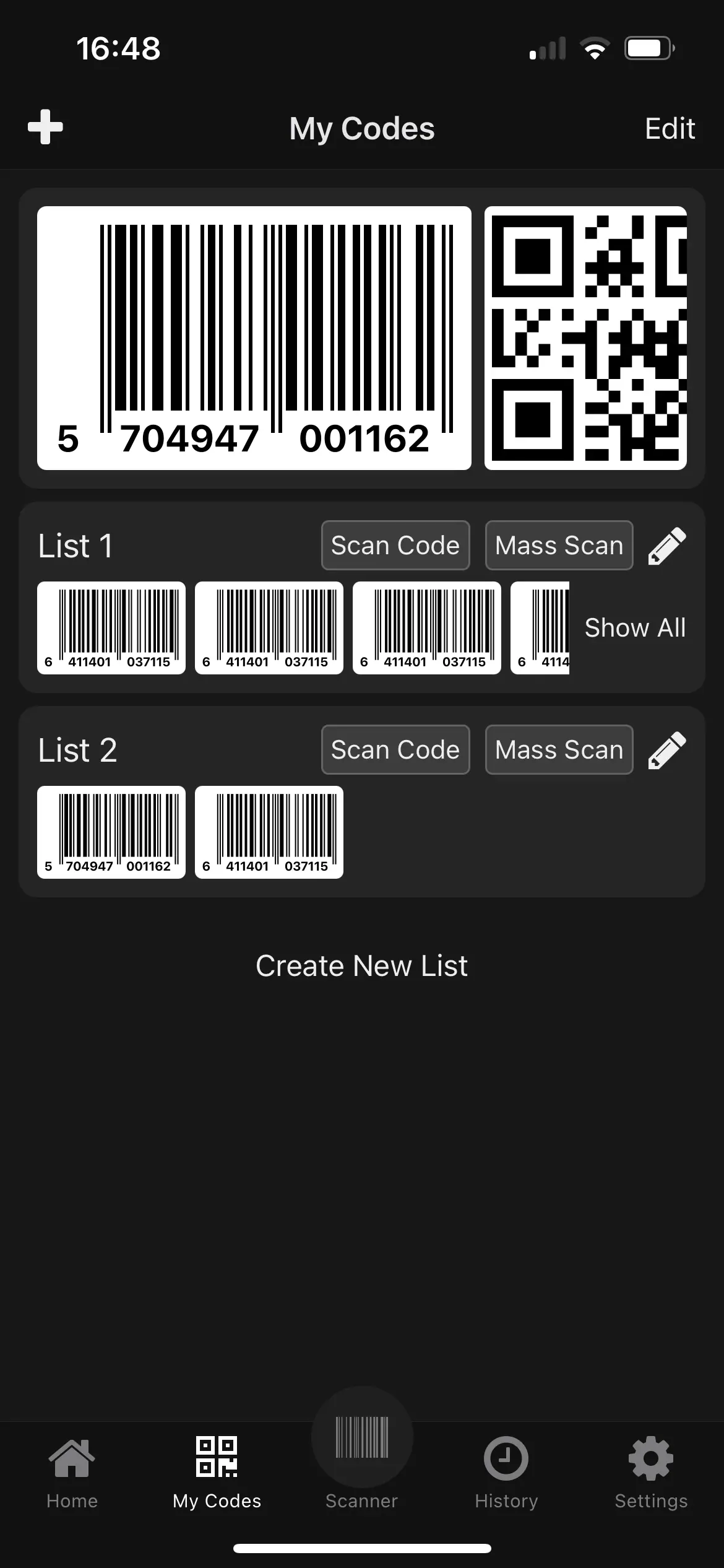 Screenshot of application