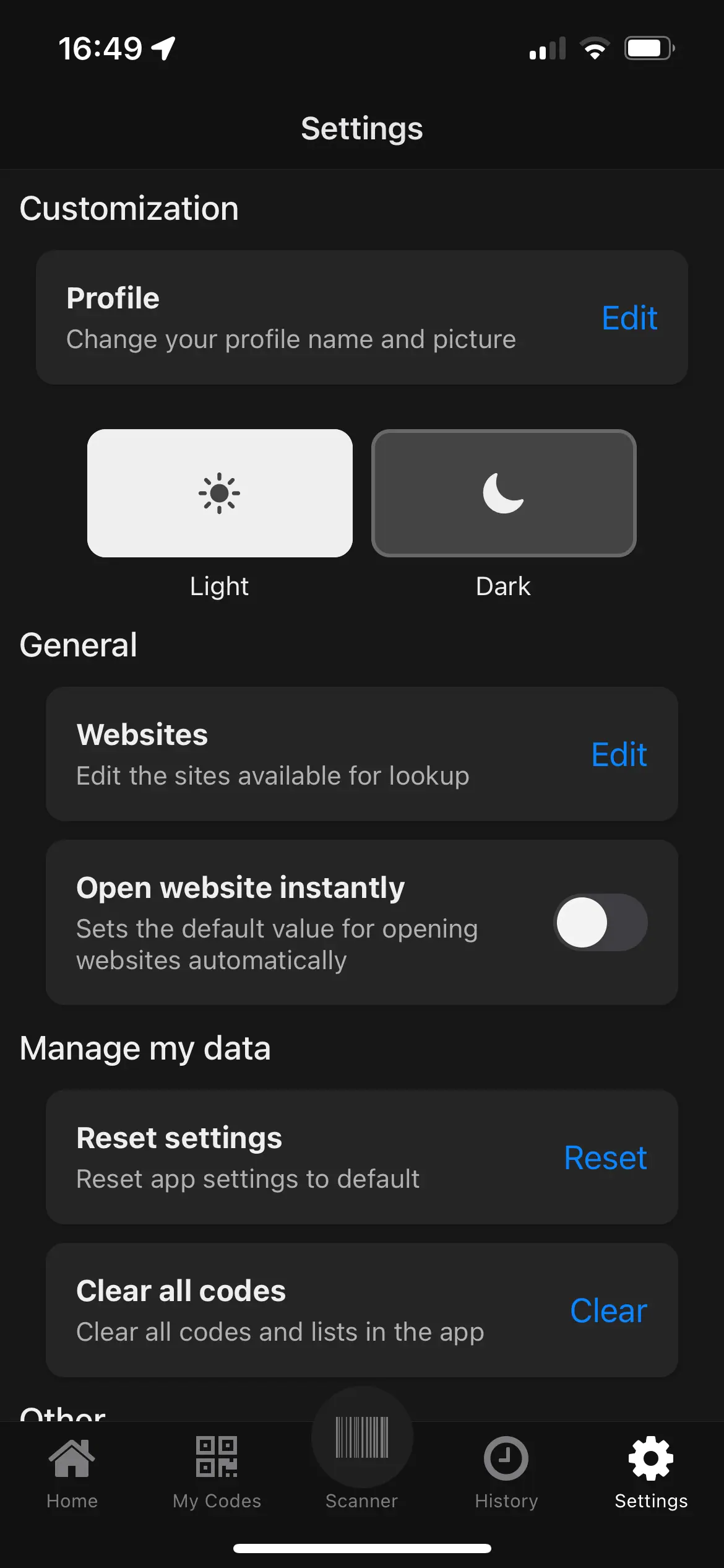 Screenshot of application