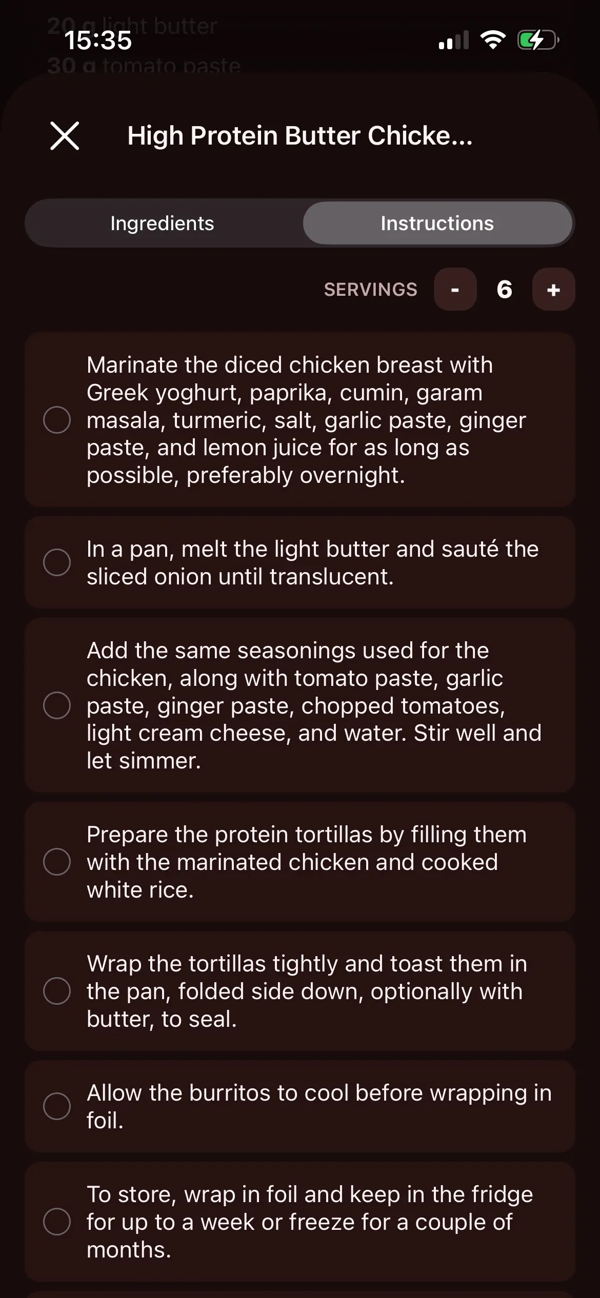 Screenshot of application