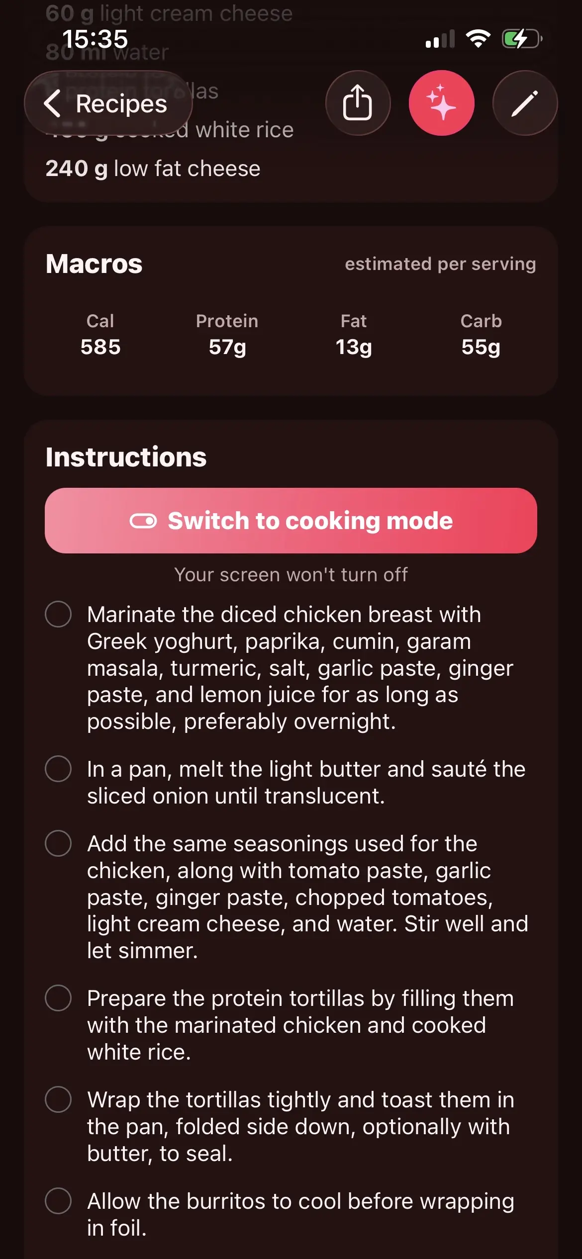 Screenshot of application