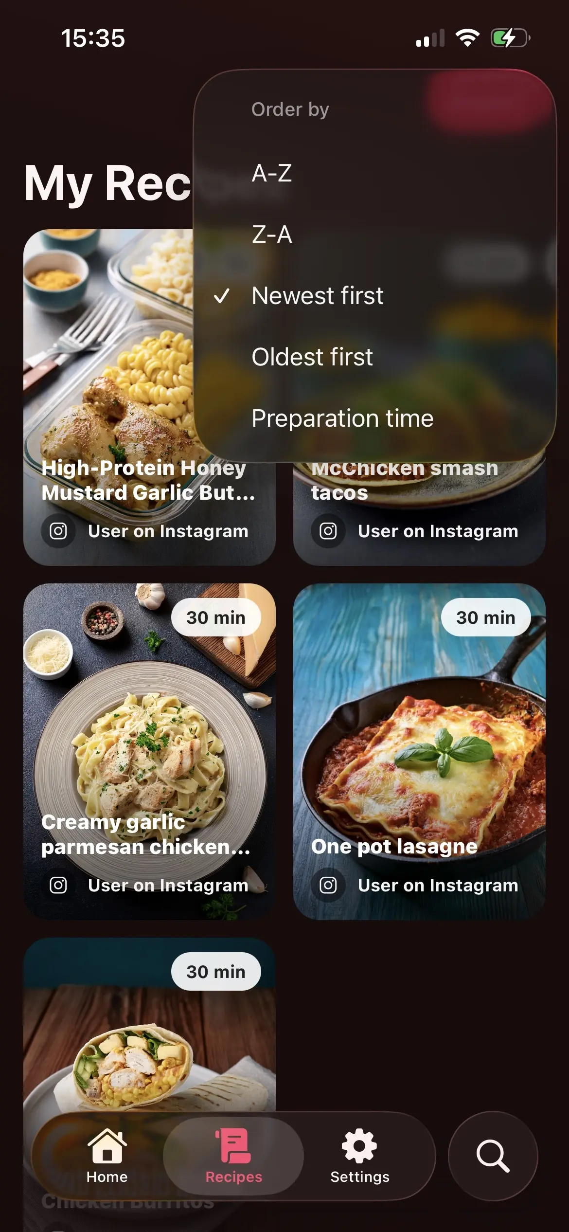 Screenshot of application