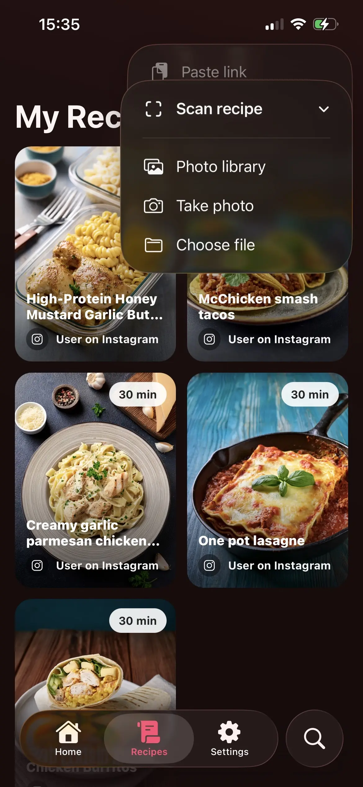 Screenshot of application