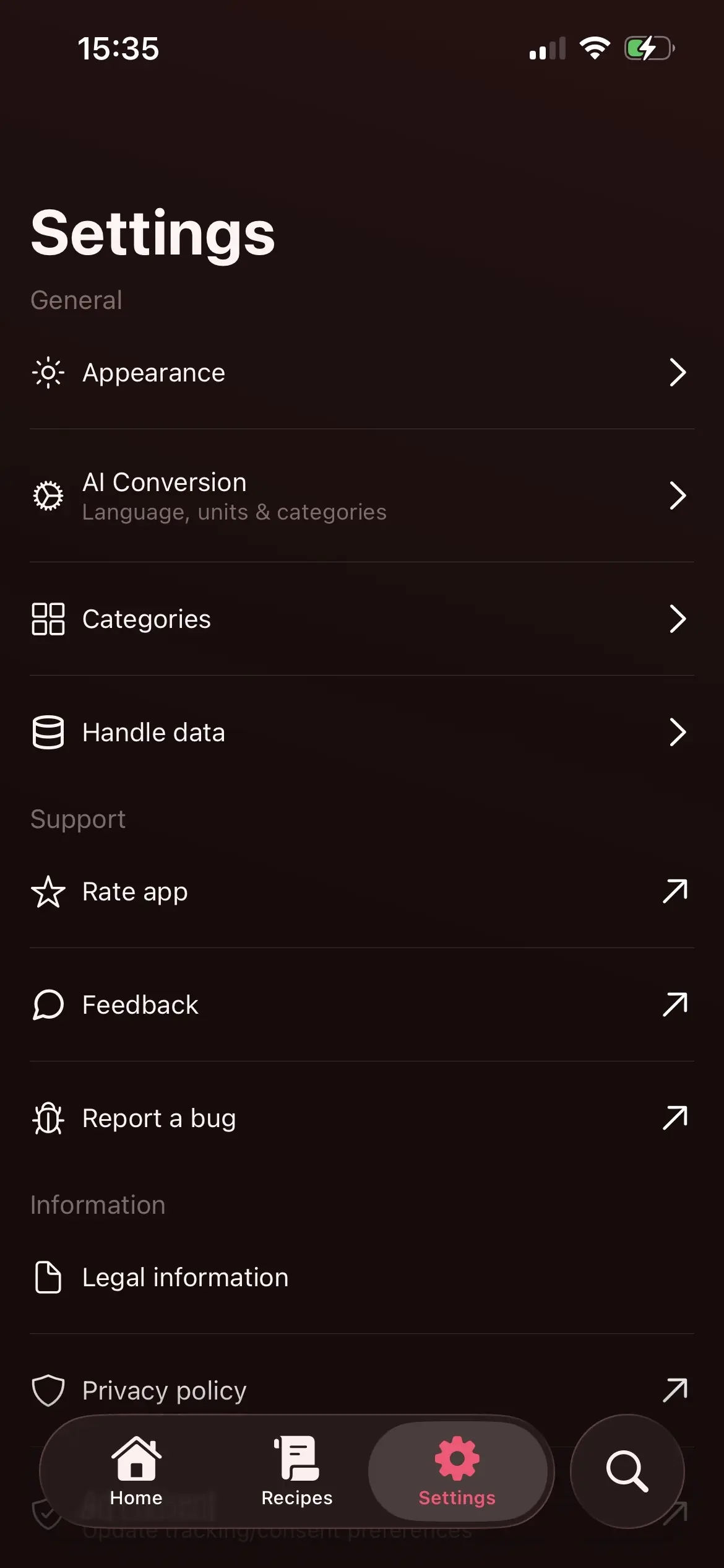 Screenshot of application